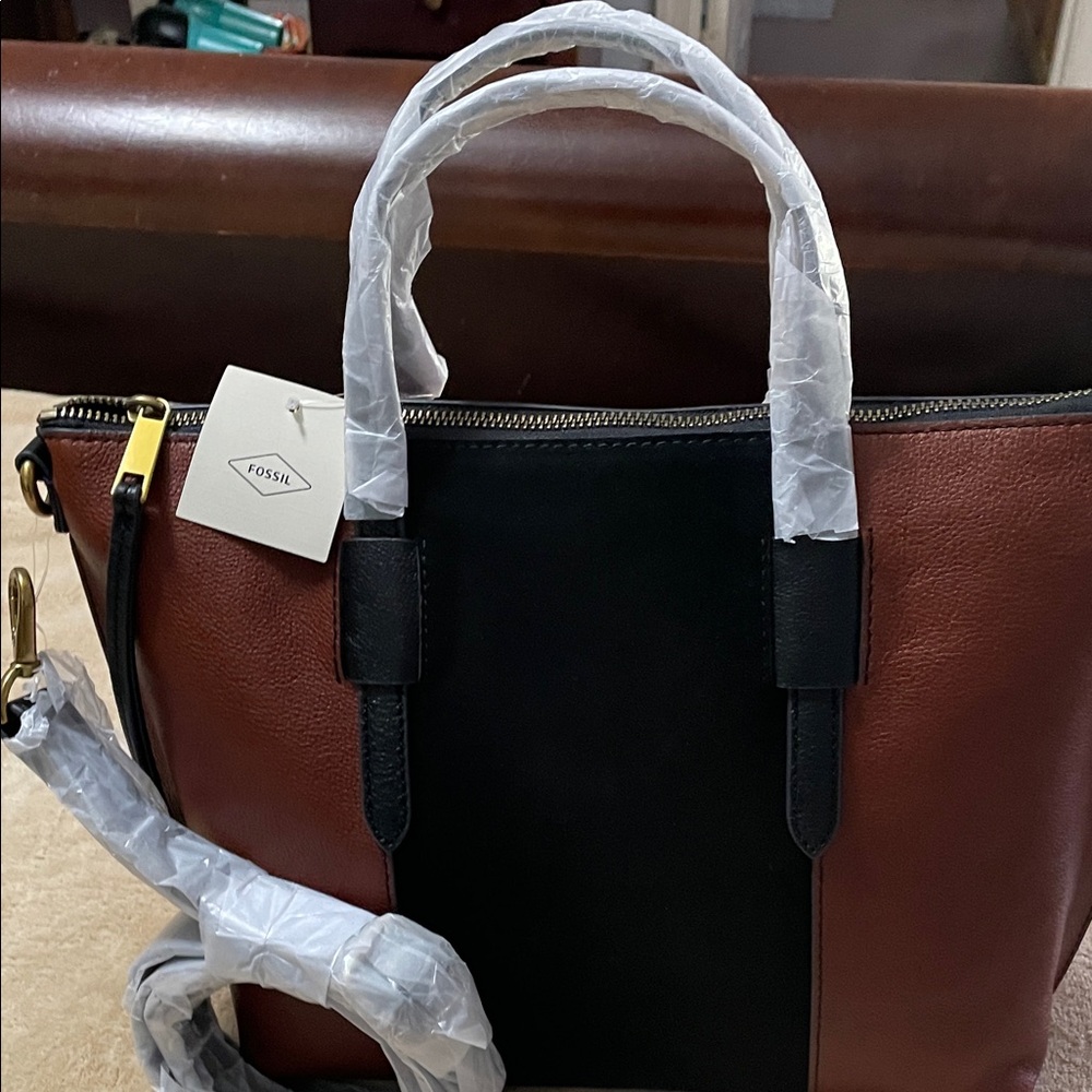 Fossil Two-Tone Leather Satchel